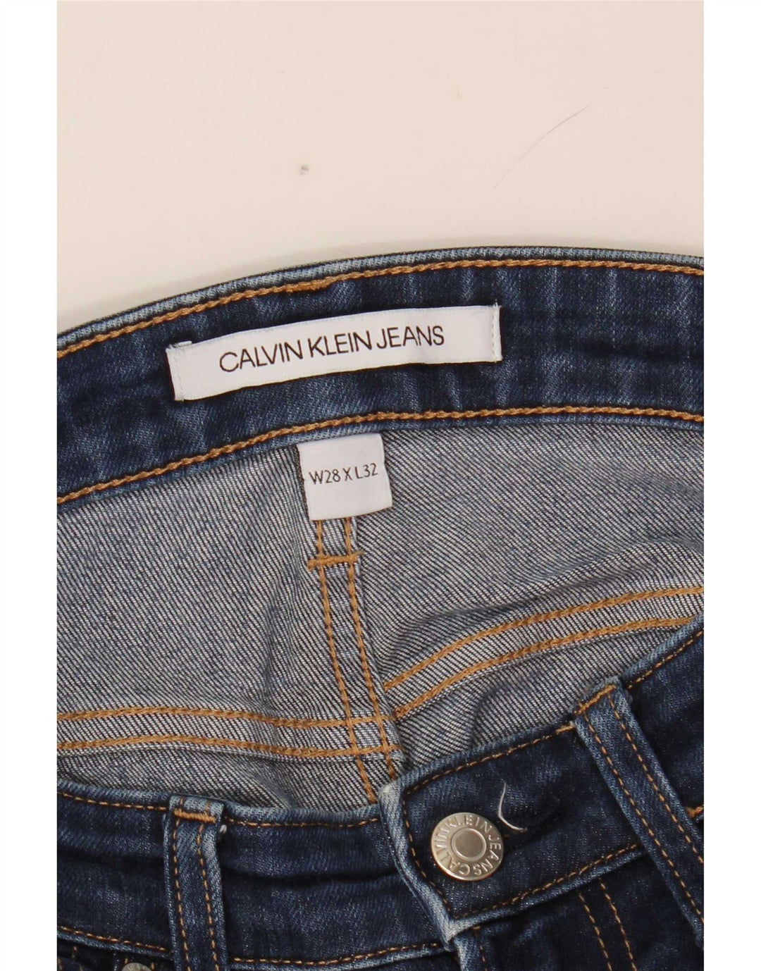 Calvin Klein Herre Slim Jeans W28 L32 Blå Bomuld