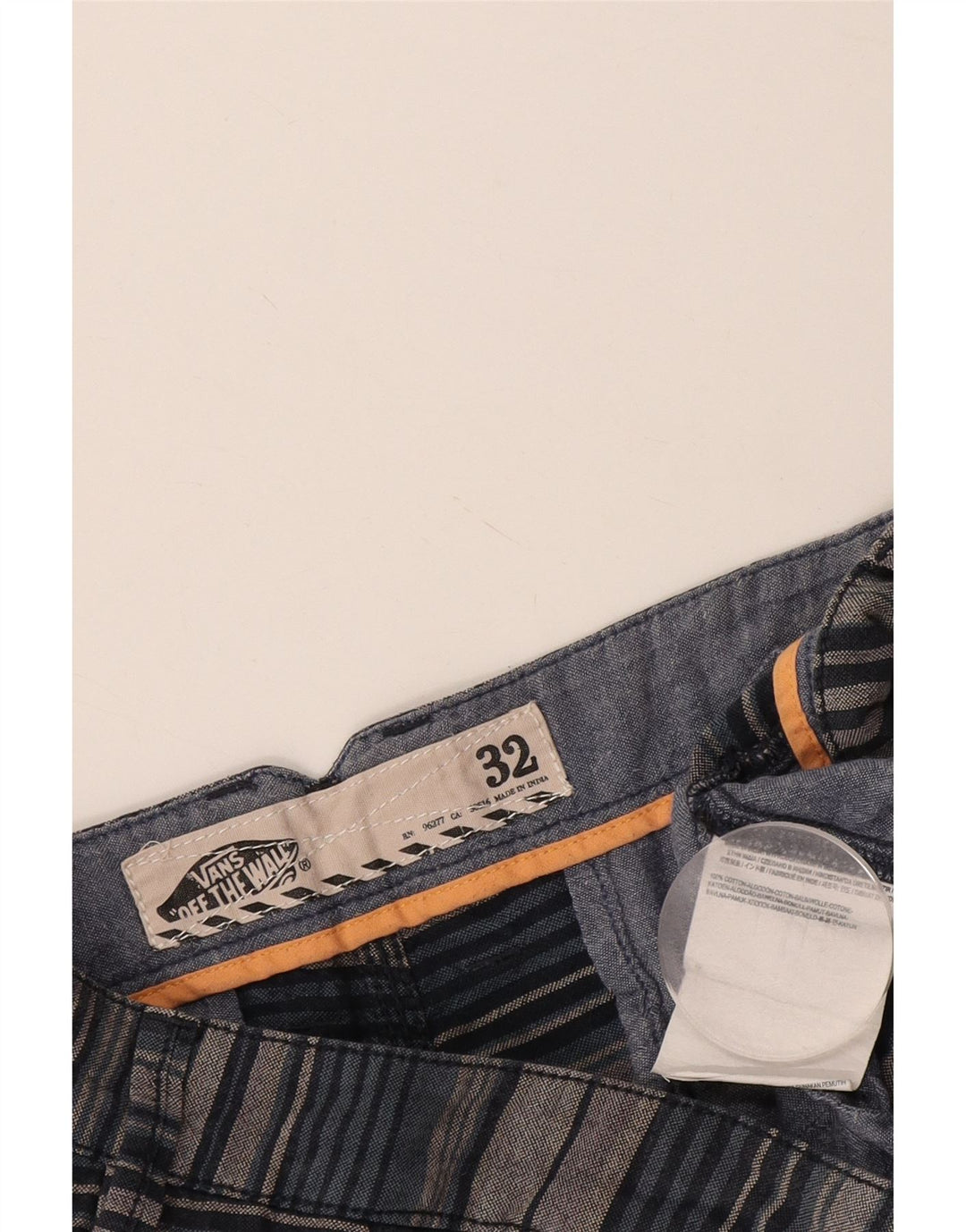 Vans Herre Chino Shorts W32 Mellem grå stribet bomuld