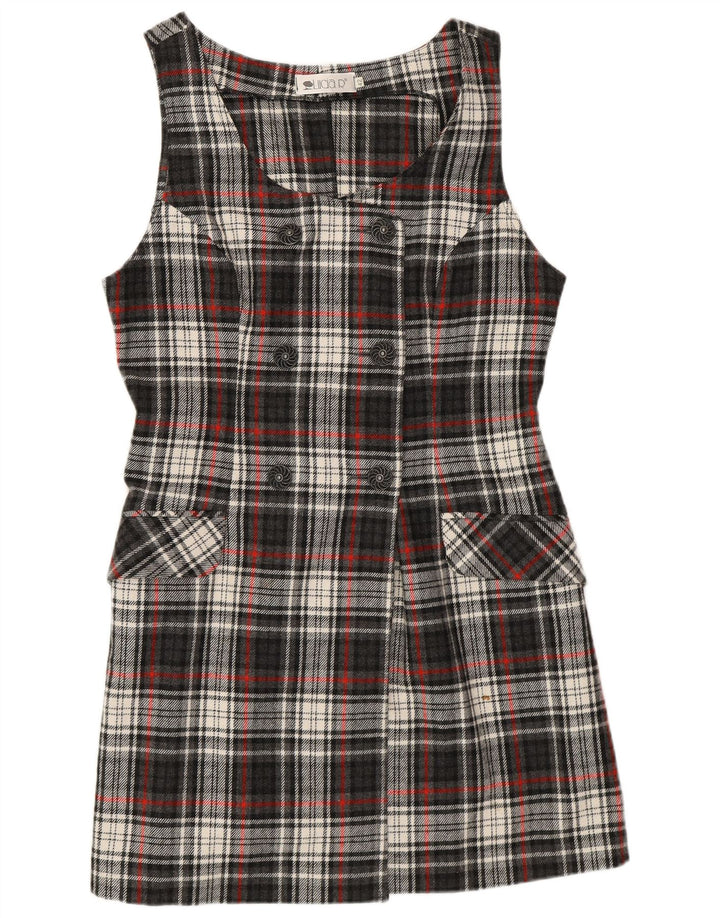 Vintage Kvinder Regular Fit Pinafore Dress IT 42 Medium Grey Plaid Retro