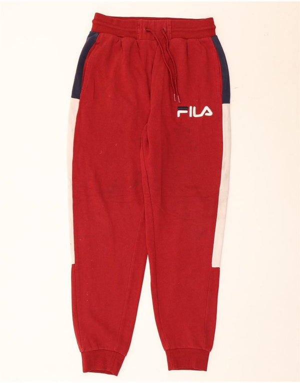 Fila Mens Tracksuit Trousers Joggers Small  Red Colourblock Cotton