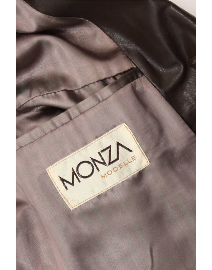 Monza Herre 3-knaps læderblazerjakke UK 38 Medium Brun