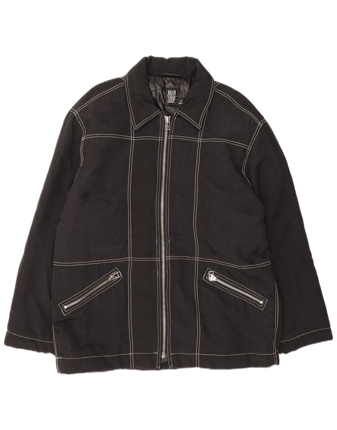 Killer Loop Herre Graphic Bomber Jacket UK 38 Medium Sort Polyamid