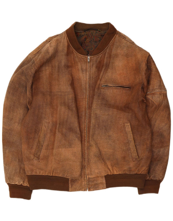 Vintage herre læderjakke UK 42 XL brunt læder
