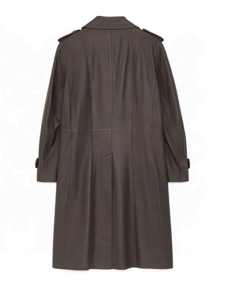 Vintage herre dobbeltradet læderfrakke IT 48 Medium Sort