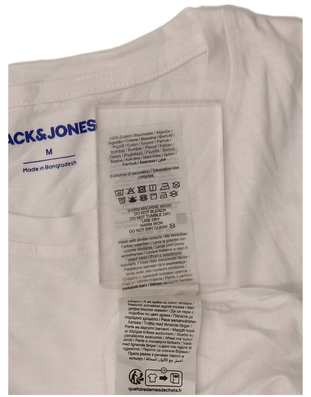 JACK & JONES Herre T-Shirt Top Medium Hvid Bomuld