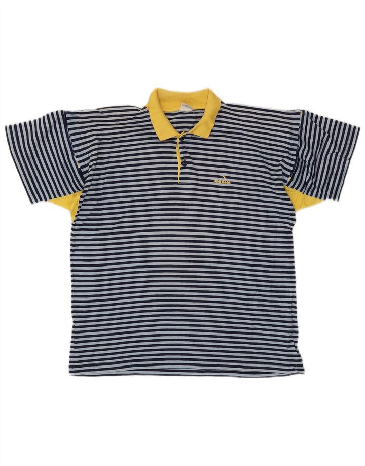 Diadora herre poloshirt IT 48 Lille blå stribet