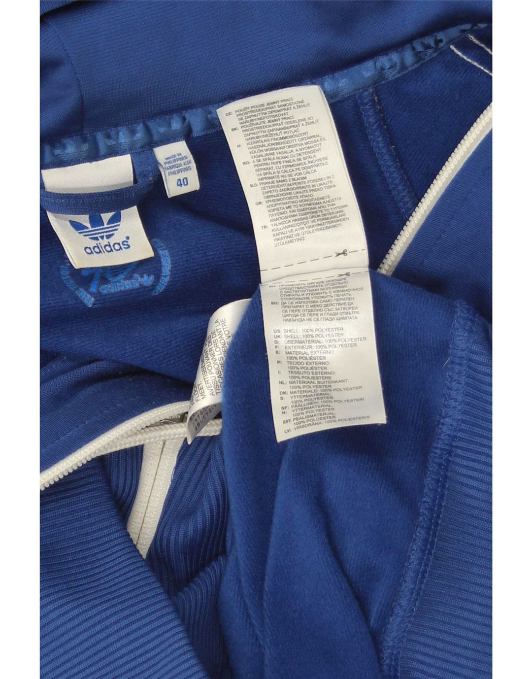 Adidas Dame Hættetrøje med lynlås EU 40 Medium Blue Polyester Sports