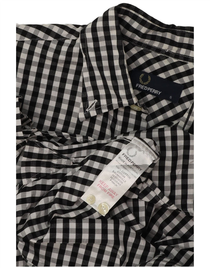 Fred Perry Herre kortærmet skjorte lille sort Gingham bomuld