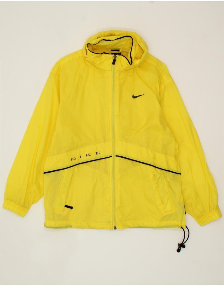 NIKE Boys Graphic Rain Jacket 14-15 Years Large Yellow Nylon Vintage Nike and Second-Hand Nike from Messina Hembry 