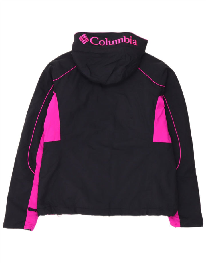 Columbia Dame Oversized grafisk regnjakke UK 18 XL Sort Colourblock