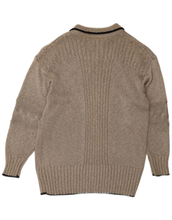 Madeleine Dame Polo Neck Jumper Sweater IT 44/46 Stor Beige Viscose