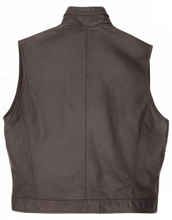 Vintage Herre Læder Gilet UK 42 XL Sort