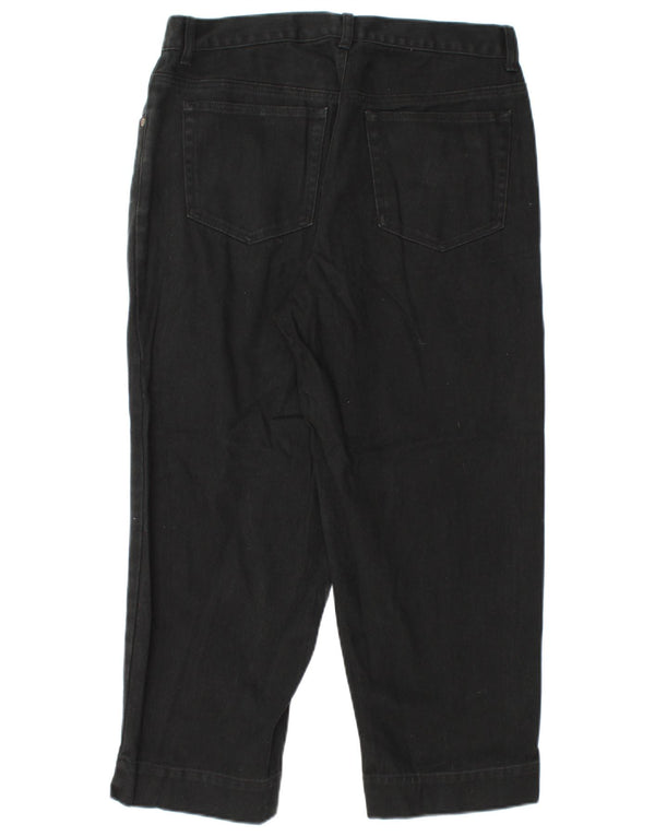 Eddie Bauer Dame Højtalje Capri Jeans US 12 Large W32 L23 Sort Bomuld