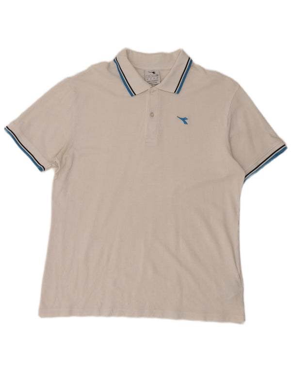 Diadora Mens Polo Shirt Large White Cotton