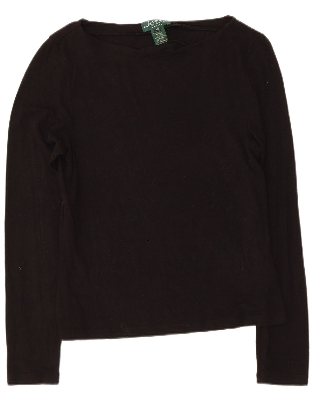 Ralph Lauren Womens Petite Top Langærmet UK 8 Small Black Rayon