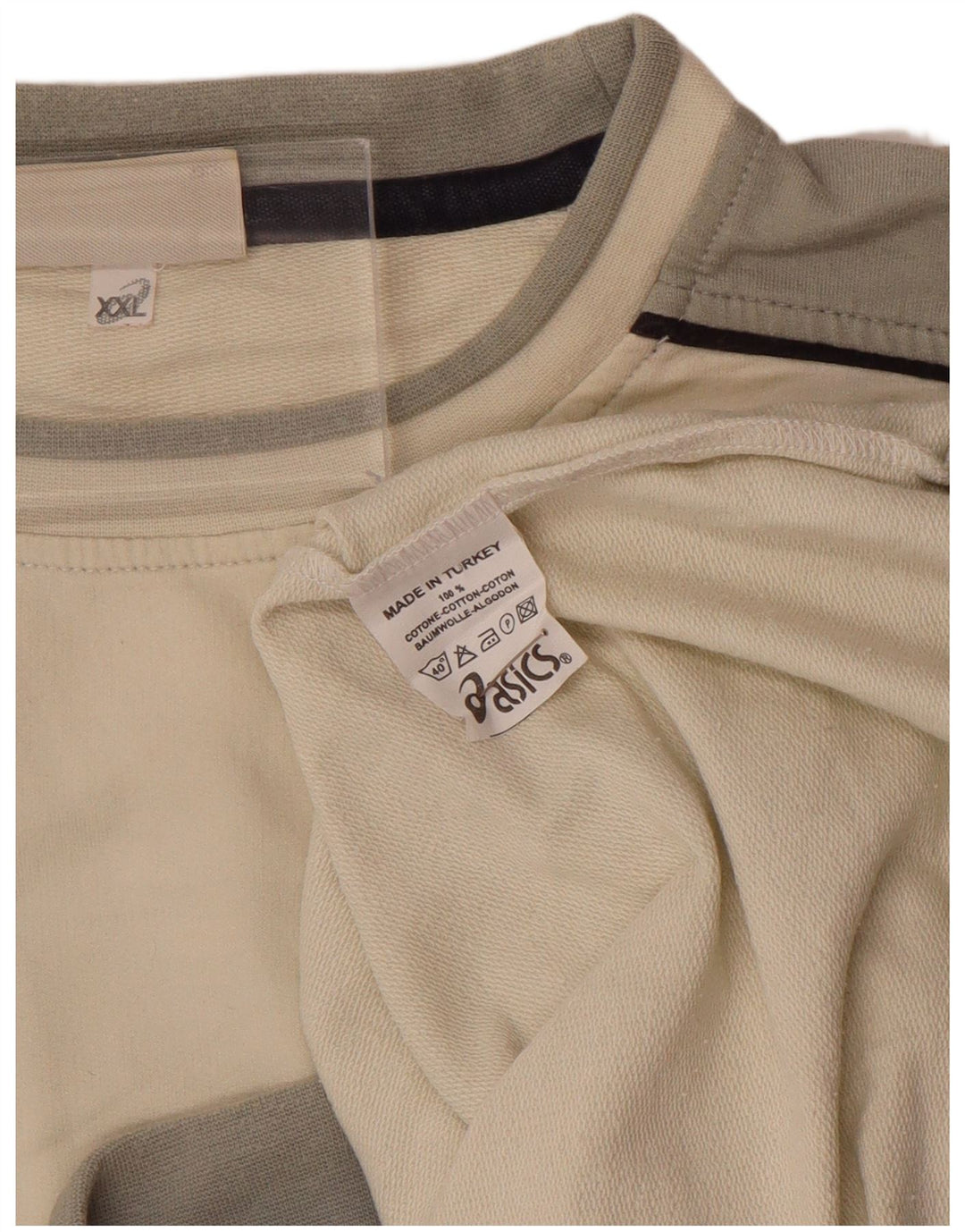 ASICS Sweatshirt til mænd 2XL Off White Colourblock Bomuld