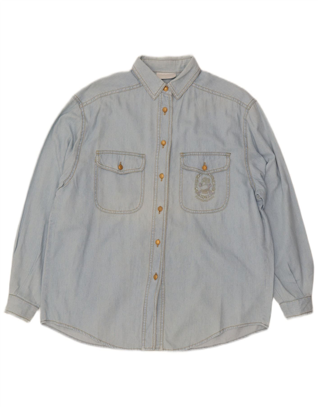 Roccobarocco Dame Oversized Denim Shirt IT 42 Medium Blue Cotton