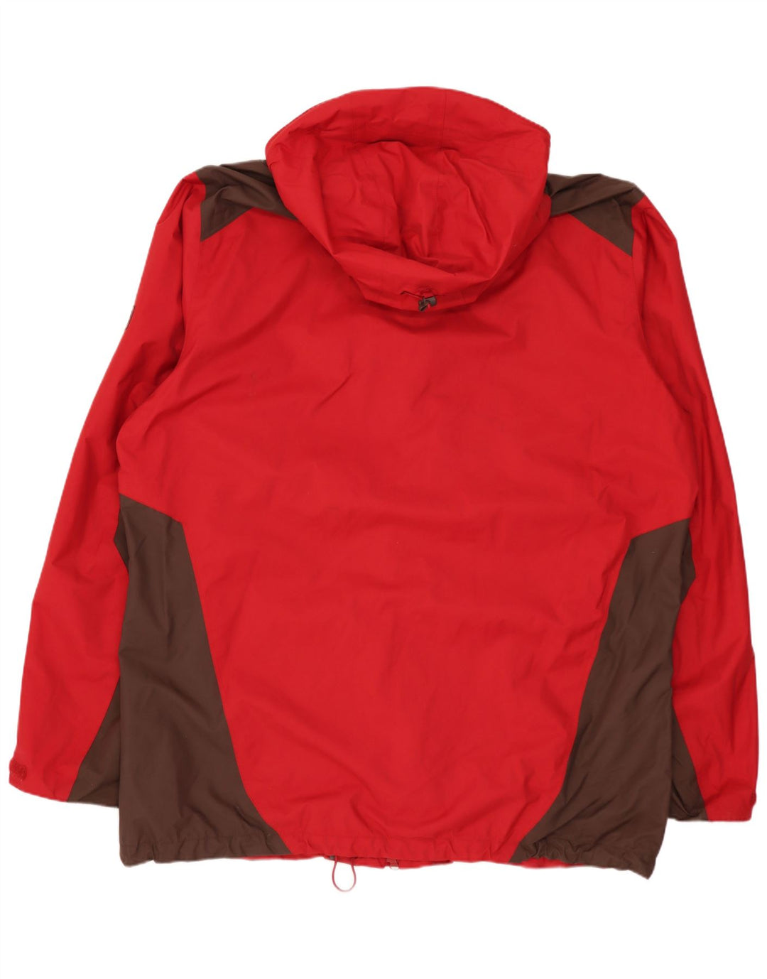 Jack Wolfskin Regnjakke med hætte til mænd UK 48 2XL Rød Colourblock Polyamid