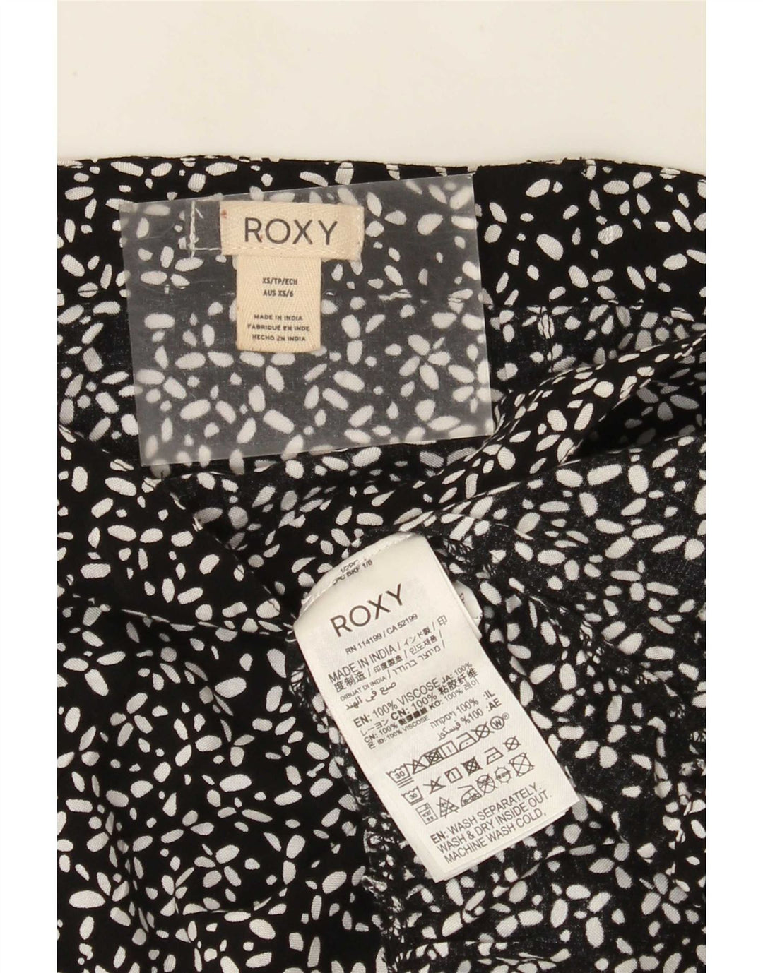 Roxy Dame Mini Tiered Nederdel XS W25 Sort Floral Viscose