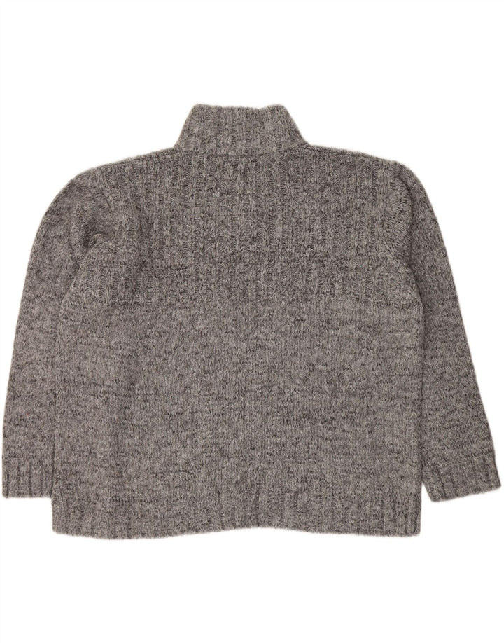 MARKS & SPENCER Mens Blue Harbour Button Neck Jumper Sweater 2XL Grey Vintage Marks & Spencer and Second-Hand Marks & Spencer from Messina Hembry 
