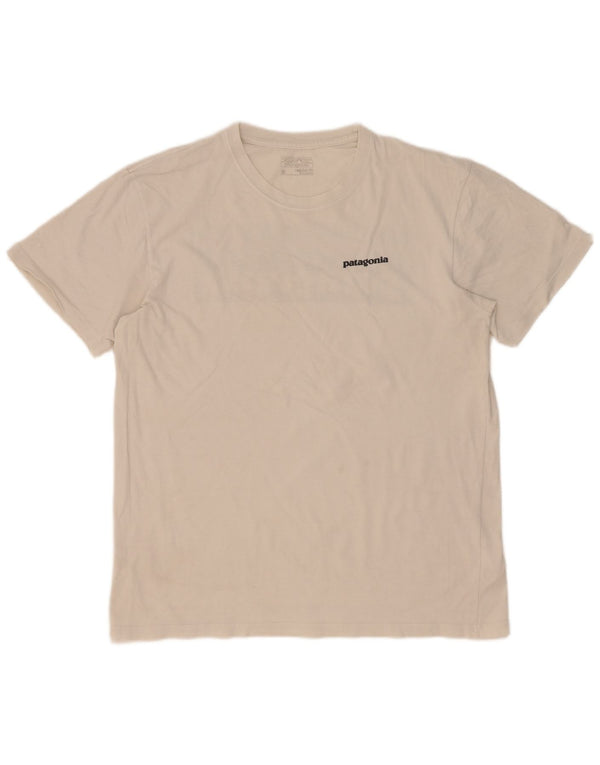 Patagonia Herre Regular Fit Grafisk T-shirt Top Medium Hvid Bomuld