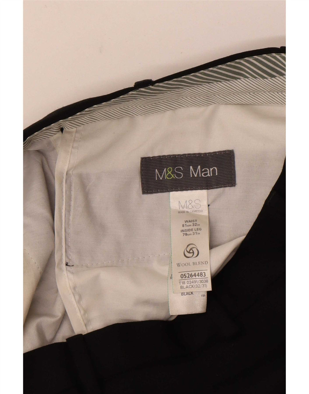 Marks & Spencer Straight Suit Bukser til mænd W32 L31 Sort polyester