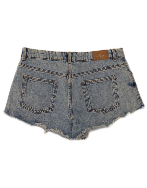 Zara Womens Distressed Denim Shorts EU 42 Large W32 Blue