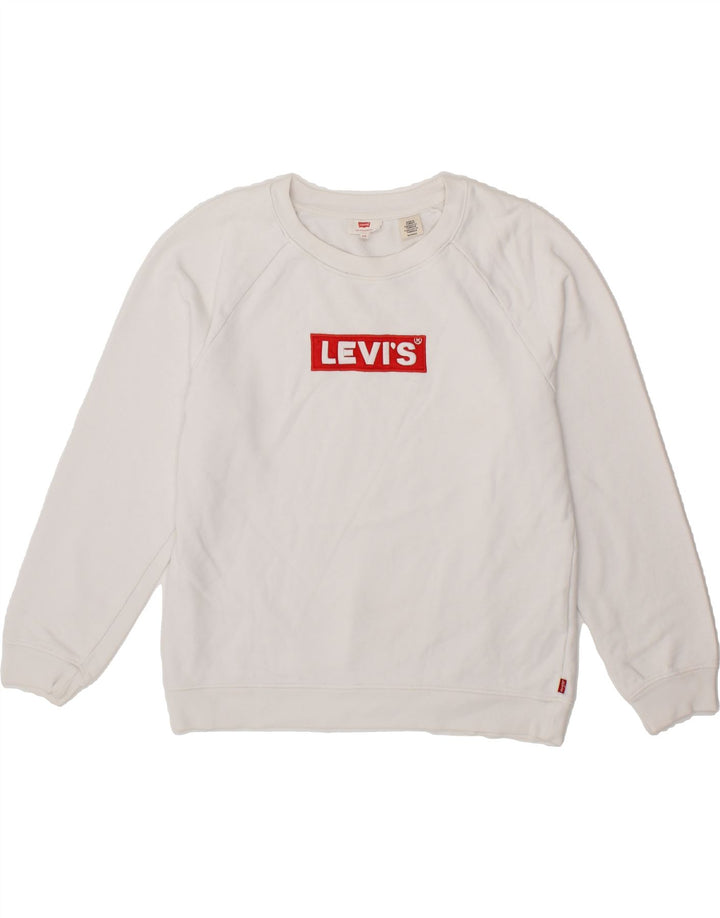 LEVI'S Womens Graphic Sweatshirt Jumper UK 6 XS White Cotton Vintage Levi's and Second-Hand Levi's from Messina Hembry 