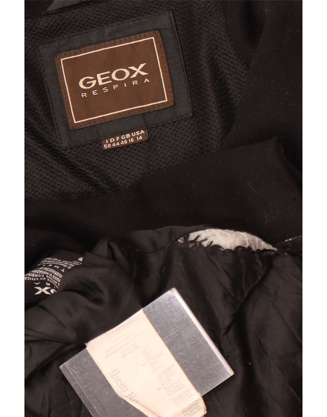 GEOX Womens Respira Overfrakke UK 16 Large Black Wool
