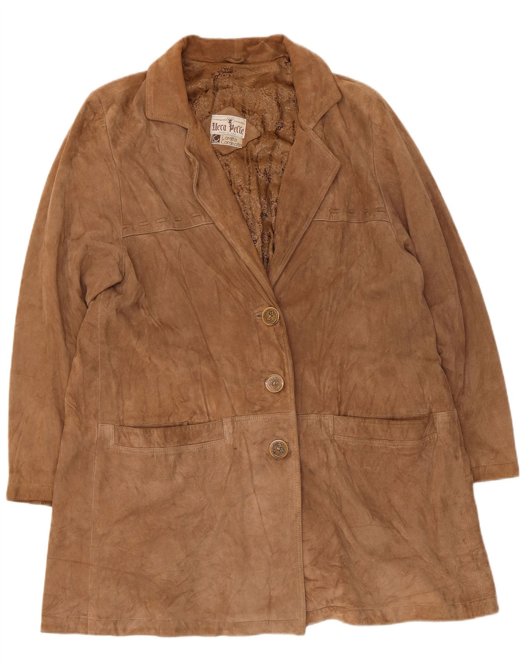 Vintage ruskindsfrakke til kvinder UK 14 Medium Beige Læder