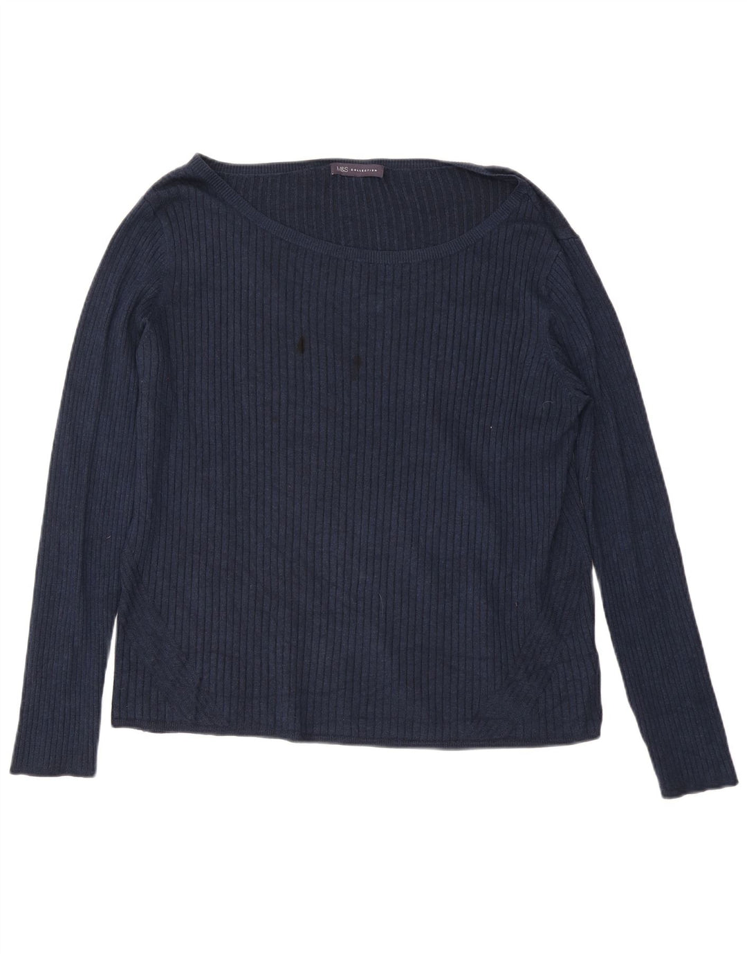 Marks & Spencer Dame Top Langærmet UK 24 4XL Navy Blue Viscose