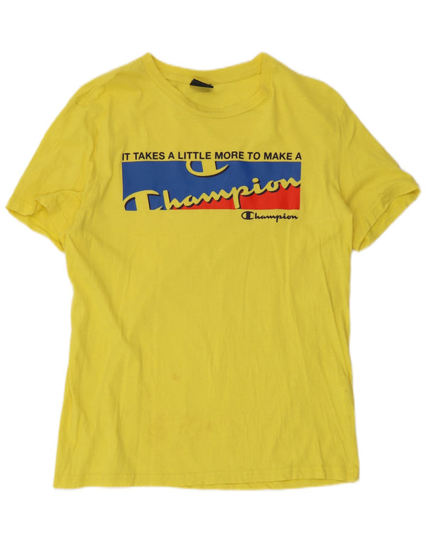 Champion Herre grafisk T-shirt Top Medium Gul Bomuld