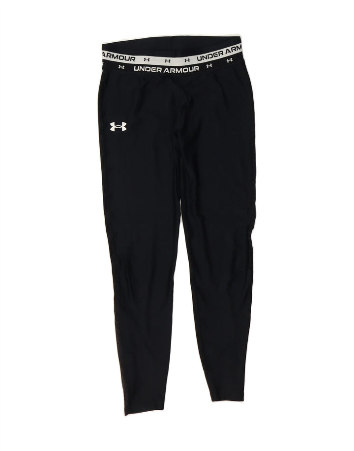 UNDER ARMOUR Girls Graphic Leggings 13-14 Years Large Black Polyester Vintage Under Armour and Second-Hand Under Armour from Messina Hembry 