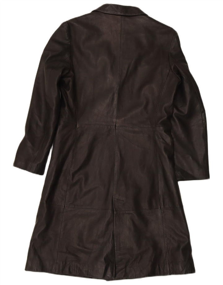 VINTAGE Womens Leather Coat IT 46 Large Black Leather