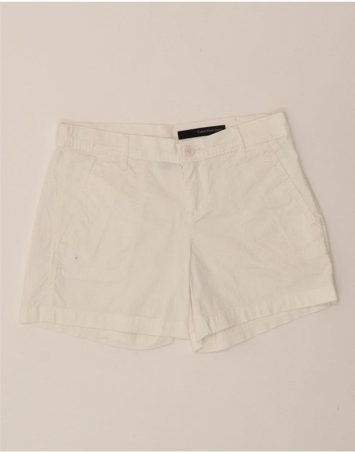 CALVIN KLEIN Womens Chino Shorts US 4 Small W27  White Cotton Vintage Calvin Klein and Second-Hand Calvin Klein from Messina Hembry 