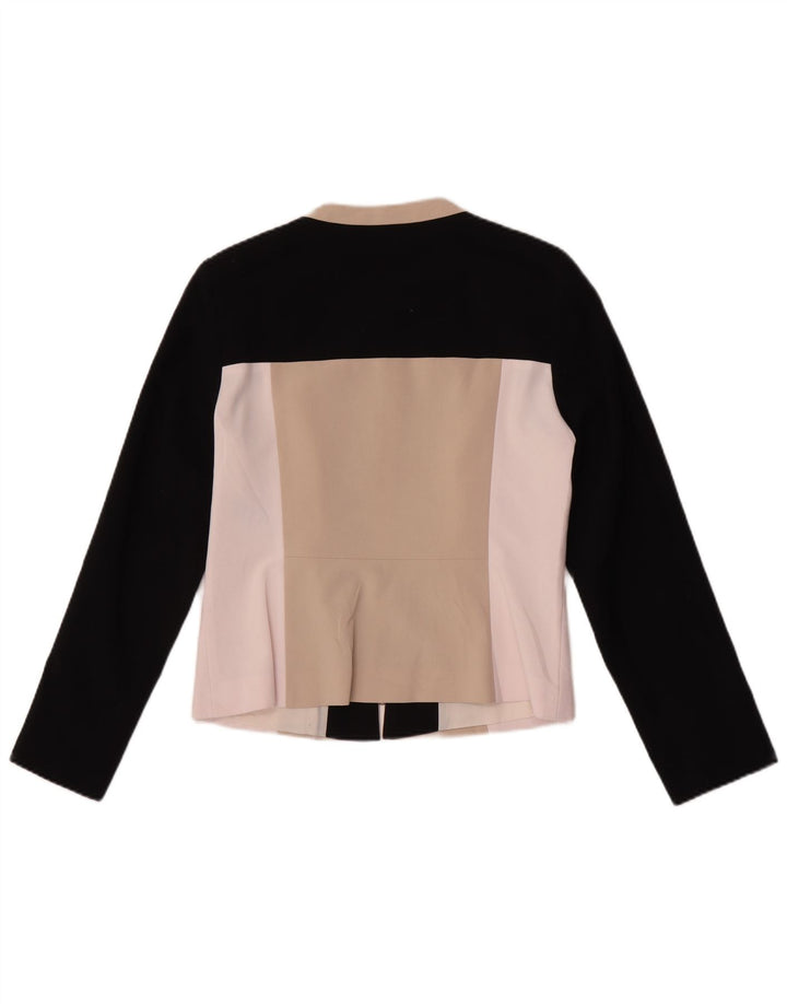 Marks & Spencer Womens Bomber Jacket UK 12 Medium Beige Colourblock