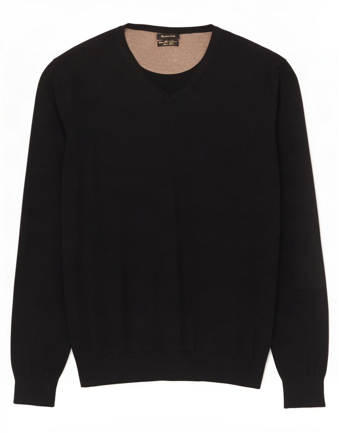 Massimo Dutti Herre V-hals sweater Stor Sort Bomuld