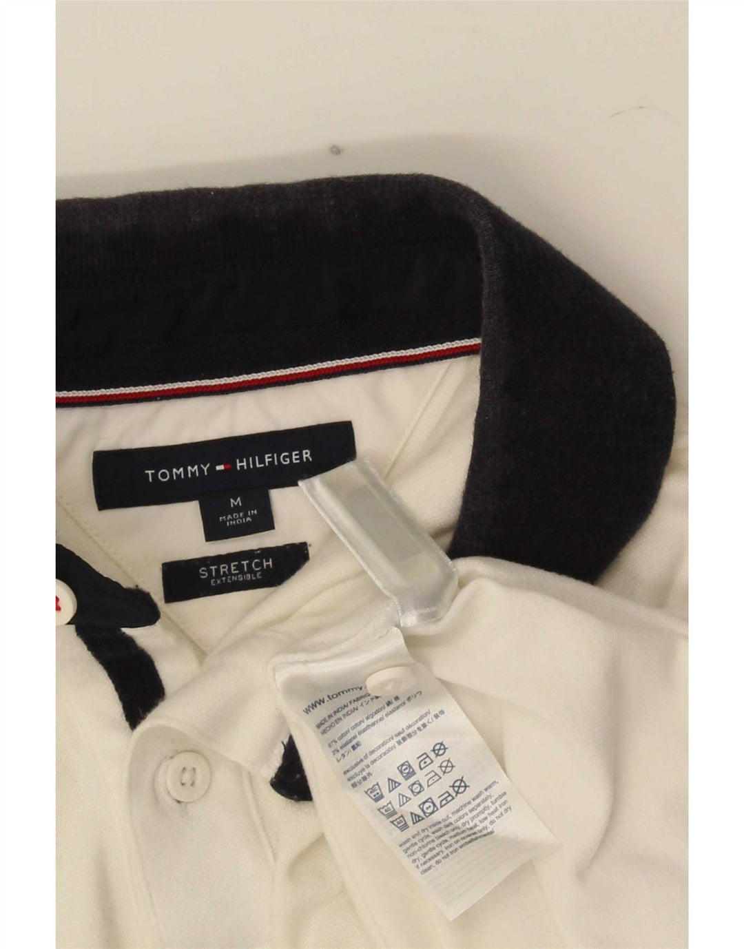 Tommy Hilfiger Herre Grafisk Rugby Polo Shirt Medium White Colourblock