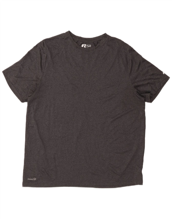RUSSELL ATHLETIC Herre Dri-Power T-Shirt Top UK 46/48 XL Grå Polyester
