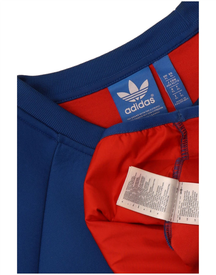 ADIDAS grafisk sweatshirt til mænd XL Blå Colourblock Polyester