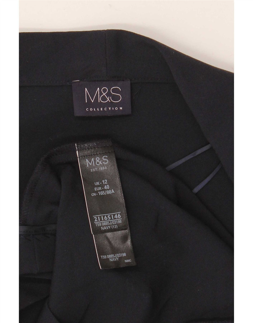 Marks & Spencer Womens Open Blazer Jacket UK 12 Medium Navy Blue Polyester