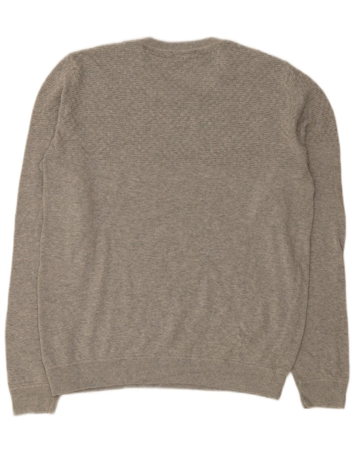 Jack & Jones herre sweater med rund hals, stor grå bomuld