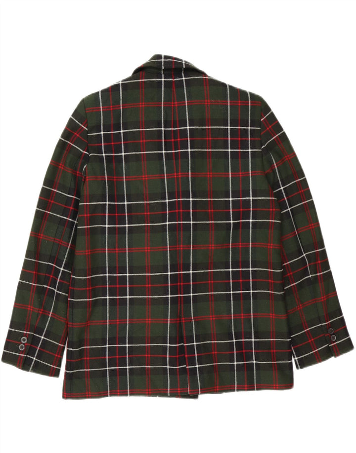 Zara Dame Oversized Double Breasted Blazer Jacket UK 10 Small Green Check