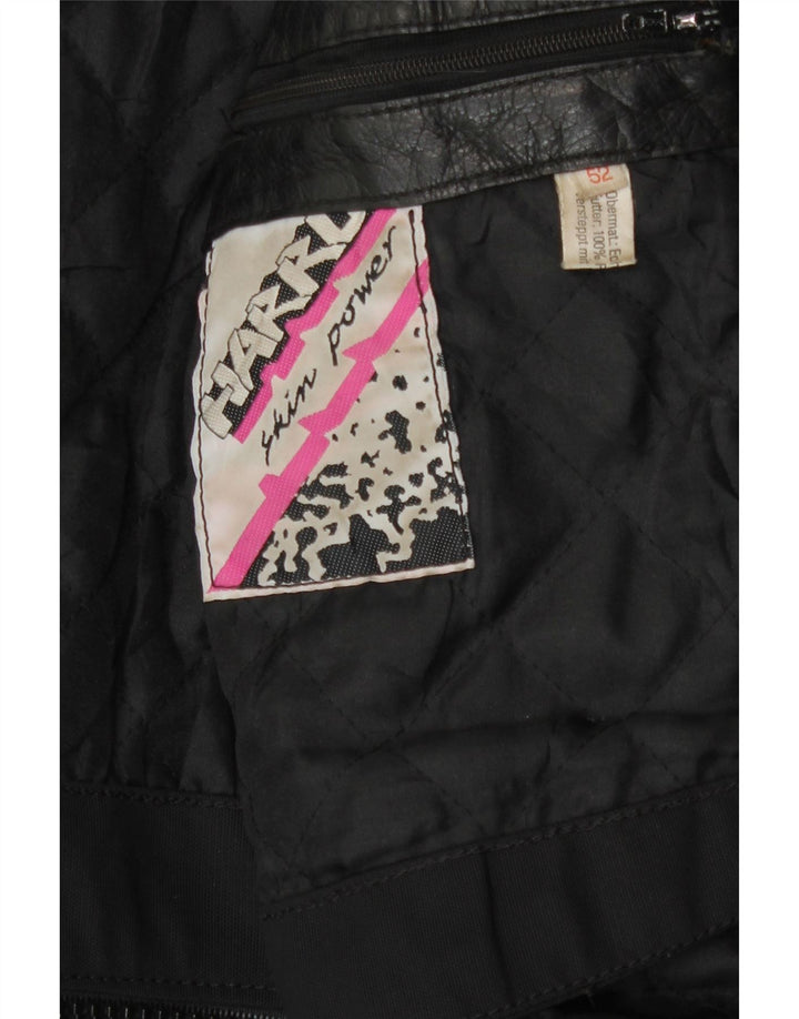 Harro Herre Læder Racer Jakke IT 52 XL Sort Læder