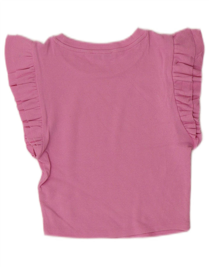 Zara Womens Crop T-Shirt Top UK 12 Medium Pink