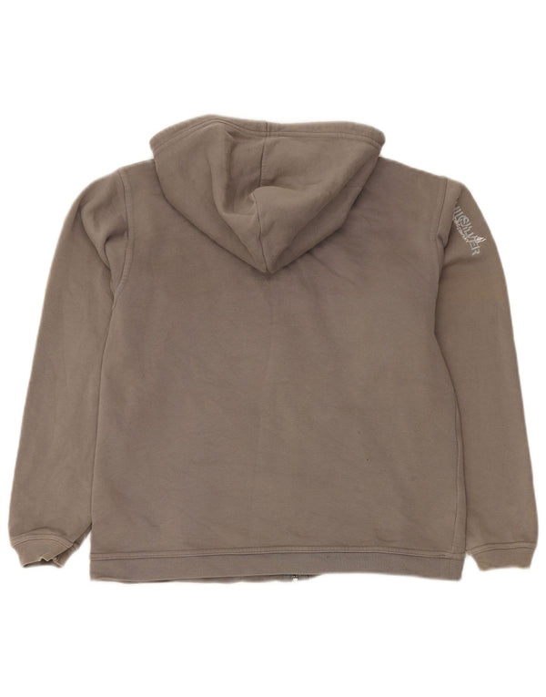 QUIKSILVER Dame grafisk hættetrøje med lynlås UK 14 Stor grå bomuld