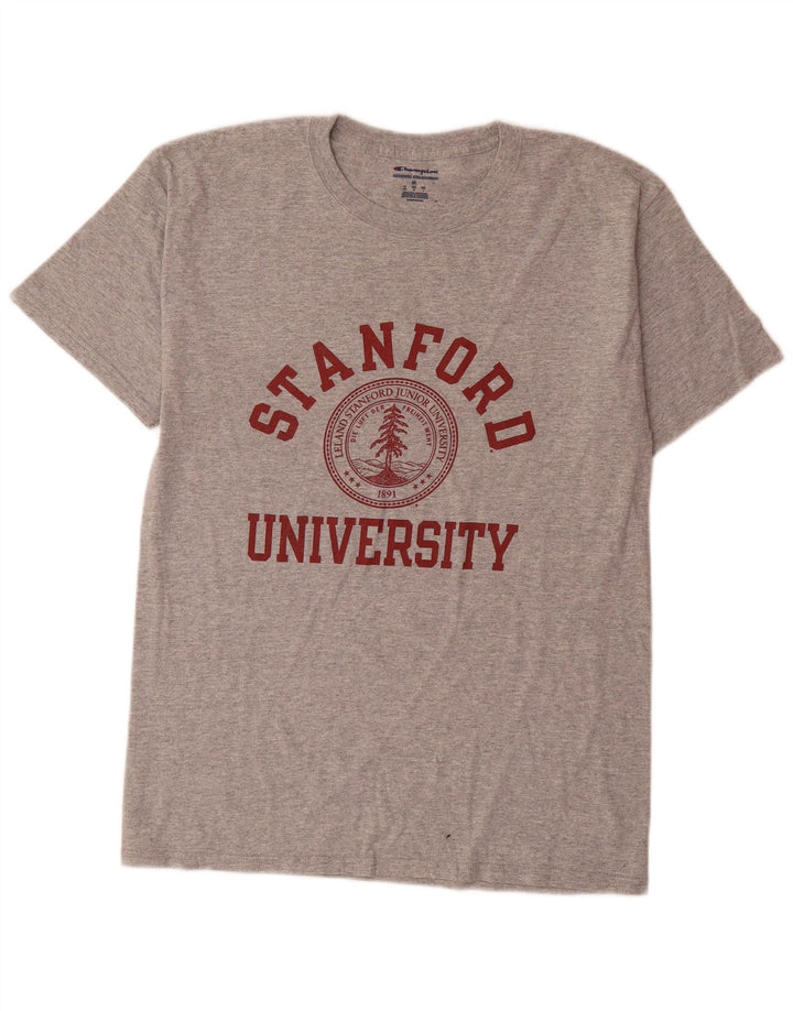 Champion Herre Stanford University grafisk T-shirt top mellemgrå bomuld
