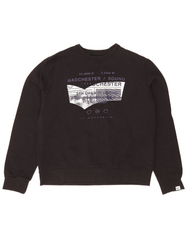 Gas Dame Grafisk Sweatshirt Jumper UK 20 2XL Sort Bomuld