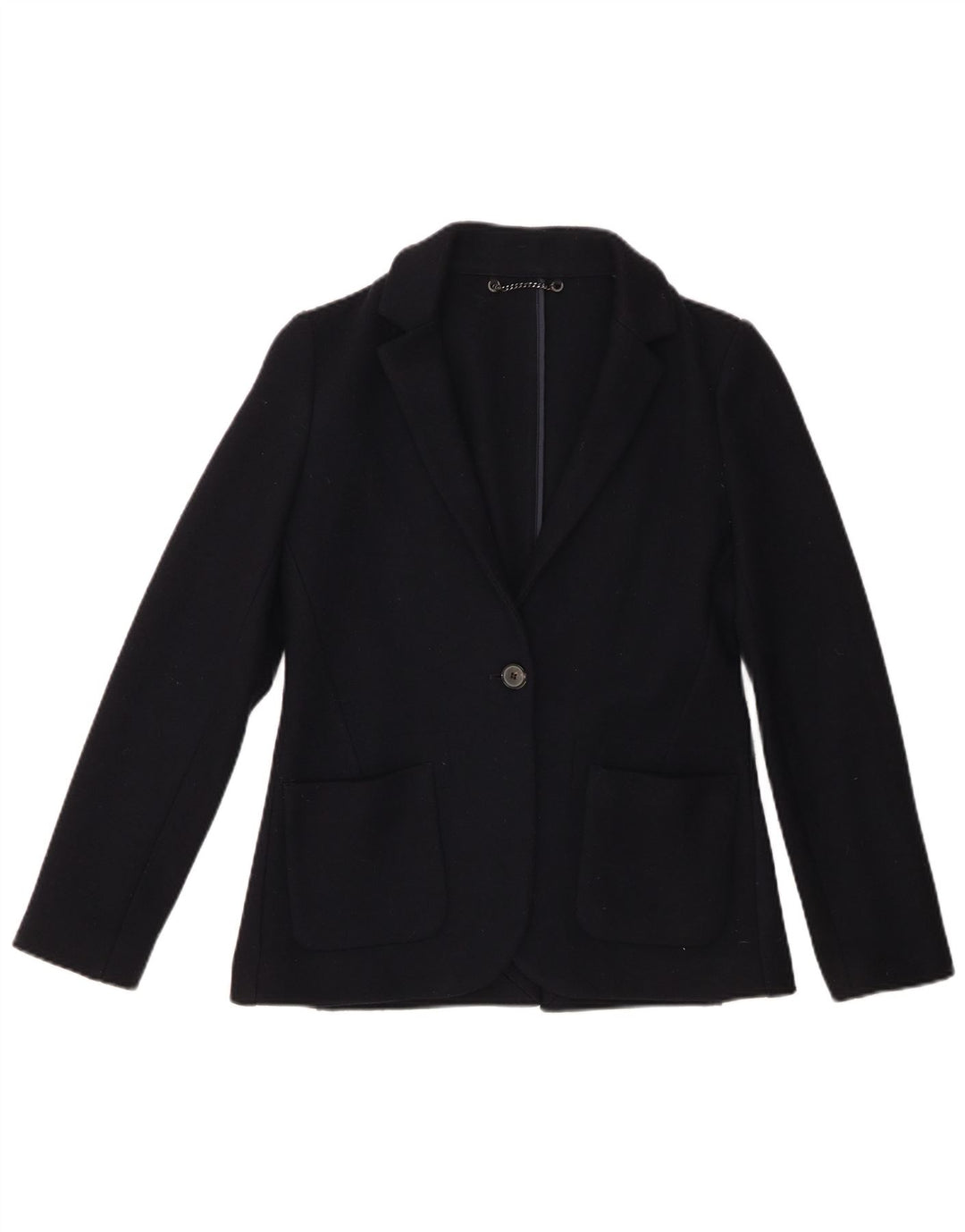 JIGSAW Dame 1 Knap Blazer Jacket UK 8 Small Navy Blue Virgin Wool