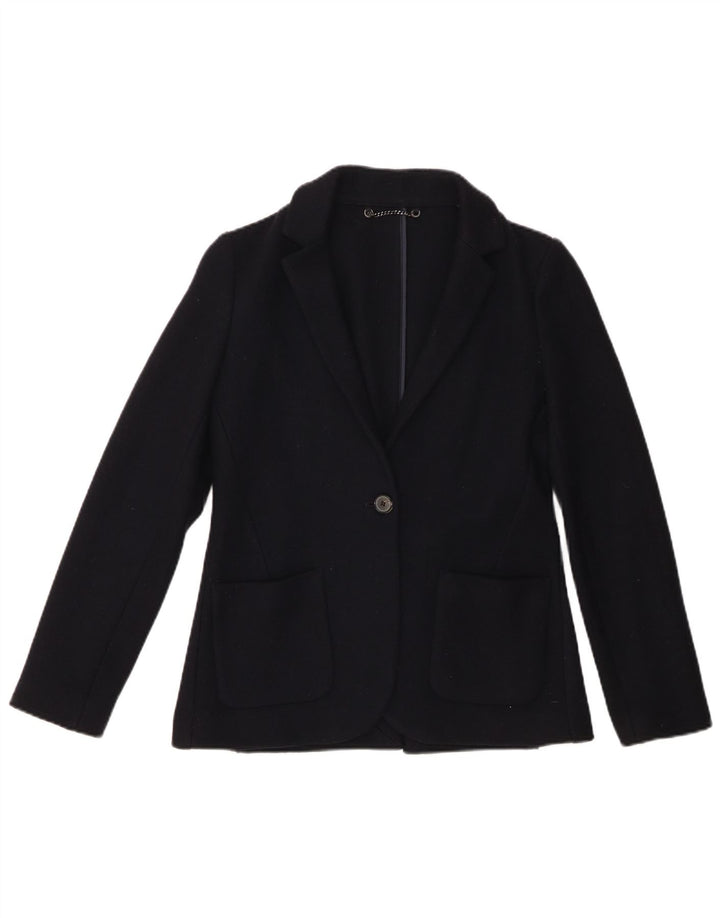 JIGSAW Dame 1 Knap Blazer Jacket UK 8 Small Navy Blue Virgin Wool